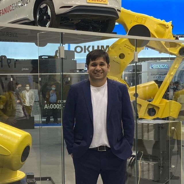 David Perez, founder of VARCOTT, at an industrial automation floor
